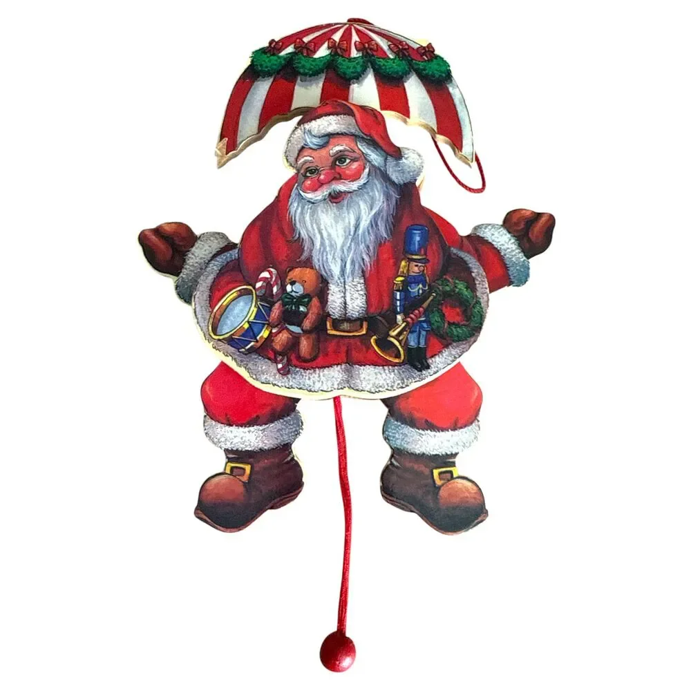 Lot of 4 Vintage Jointed Pull String Santa Ornaments 9